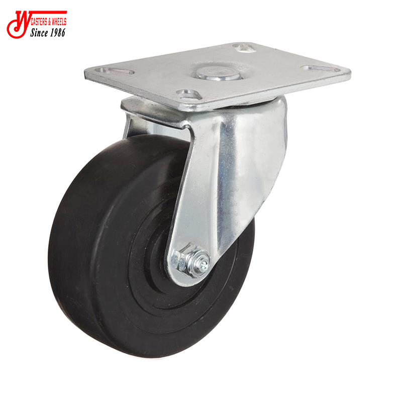 4"x1.25" Industrial Black Hard Rubber Swivel Caster