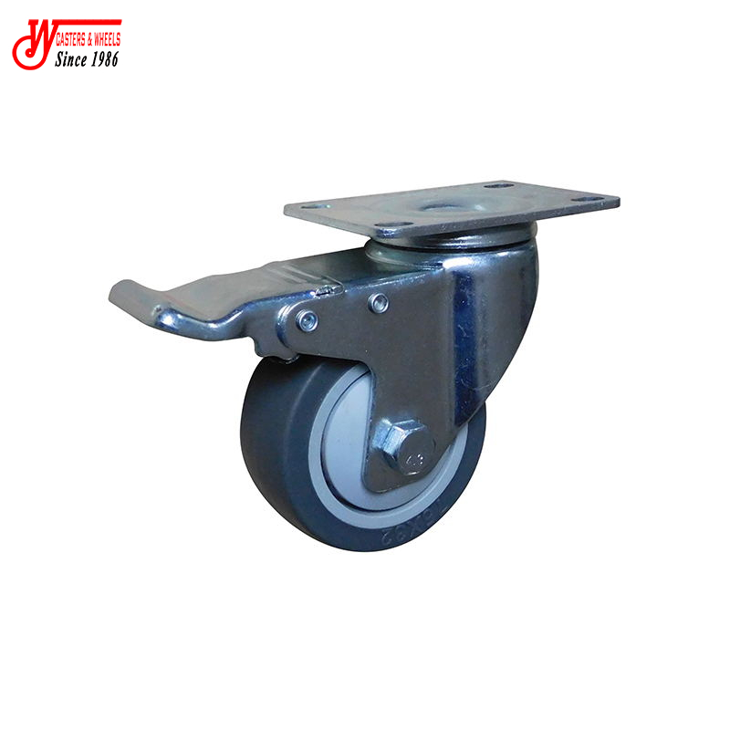 75mm 3"x1.25" Grey TPR Rubber Swivel Caster Total Lock