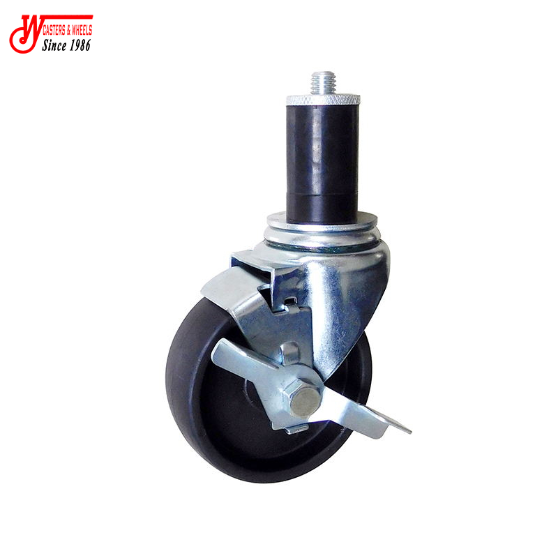 5"x1.25" Hard Rubber Swivel Caster with Expanding Threaded Stem