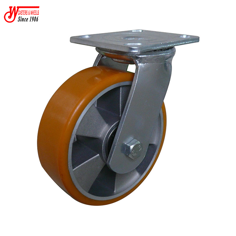 6"x2" 150mm Heavy Duty PU on Aluminium Alloy Core Swivel Caster for moving platforms